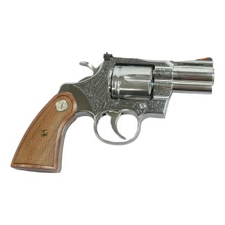 Colt Python Handgun .357 Mag 6rd Capacity 2.5″ Barrel Historic Wood Medallion Grips with Filigree Frame and Barrel