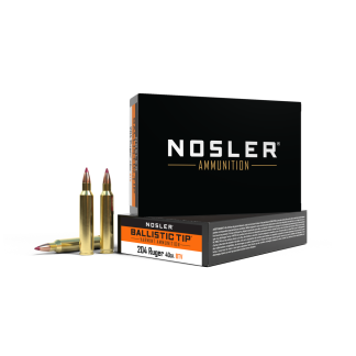 Nosler Ballistic Tip Varmint Rifle Ammunition .204 Ruger 40 gr PT 3625 fps 20/ct