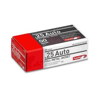 Aguila Ammunition .25 Auto Handgun Ammo – 50 Grain | FMJ | 50rd Box