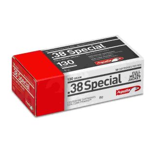 Aguila Ammunition .38 Special Handgun Ammo – 130 Grain | FMJ | 50rd Box